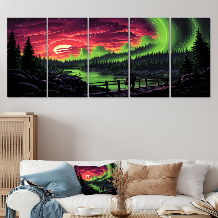 Ivy Bronx Canadian Boreal Ballet I Northern Lights 5 Piece Wall Art